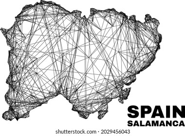 Wire frame irregular mesh Salamanca Province map. Abstract lines are combined into Salamanca Province map. Wire frame flat net in vector format.