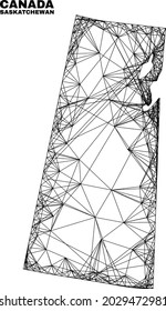 Wire frame irregular mesh Saskatchewan Province map. Abstract lines are combined into Saskatchewan Province map. Wire frame flat net in vector format.