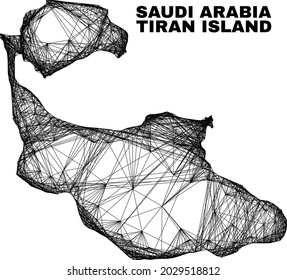 Wire frame irregular mesh Tiran Island map. Abstract lines form Tiran Island map. Wire frame flat network in vector format. Vector model is created for Tiran Island map using crossing random lines.