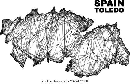 Wire frame irregular mesh Toledo Province map. Abstract lines form Toledo Province map. Wire frame 2D net in vector format.
