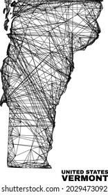 Wire frame irregular mesh Vermont State map. Abstract lines are combined into Vermont State map. Wire frame 2D network in vector format.