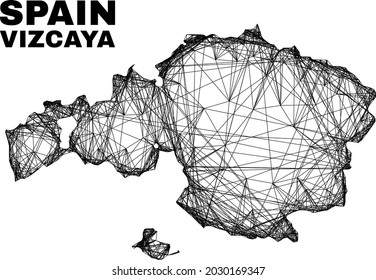 Wire frame irregular mesh Vizcaya Province map. Abstract lines are combined into Vizcaya Province map. Wire frame 2D network in vector format.