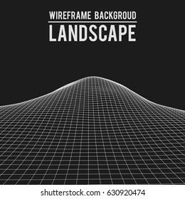 Wire frame landscape background. Abstract vector. 3d technology illustration.