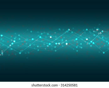 Wire frame mesh polygonal background. Abstract form with connected lines and dots.