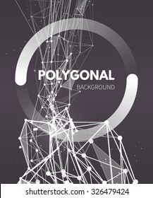 Wire frame mesh polygonal background. Wave with connected lines and dots. Vector Illustration EPS10.