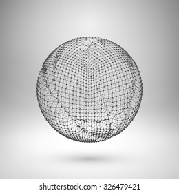 Wire frame mesh polygonal element. Sphere with connected lines and dots. Vector Illustration EPS10.