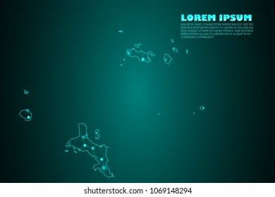 Wire frame mesh polygonal network line. Abstract mash line and point scales on dark background with map of Seychelles. Vector illustration eps 10. design polygon sphere.communication world