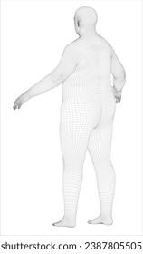 Wire frame overweight human body in virtual reality. overweight people. Medical scanned 3D model. Polygonal technology design.