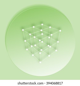 Wire frame Polygonal Element. Cube with Lines and Dots. Vector illustration