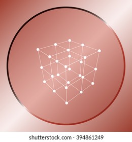Wire frame Polygonal Element. Cube with Lines and Dots. Vector illustration
