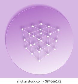 Wire frame Polygonal Element. Cube with Lines and Dots. Vector illustration