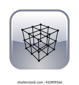 Wire frame Polygonal Element. Cube with Lines and Dots. Vector illustration