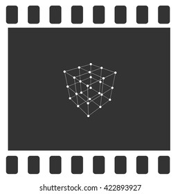 Wire frame Polygonal Element. Cube with Lines and Dots. Vector illustration