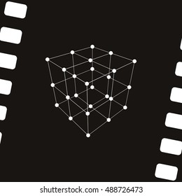 Wire frame Polygonal Element. Cube with Lines and Dots. Vector illustration