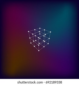 Wire frame Polygonal Element. Cube with Lines and Dots. Vector illustration