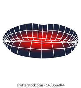 Wire frame polygonal female lips. Illustration of a woman lips symbol. Human lips design.