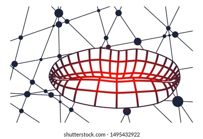 Wire frame polygonal female lips. Molecule And Communication Background. Modern vector brochure or report design template. Connected lines with dots.