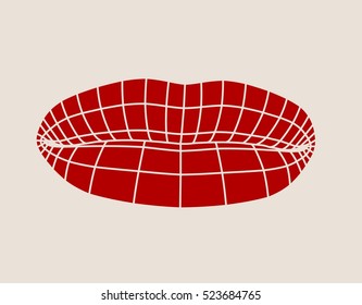 Wire frame polygonal female lips. Simple illustration for printing on T-shirt. Vector illustration of a woman lips symbol. Human lips design.