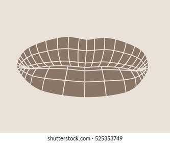 Wire frame polygonal female lips. Simple illustration for printing on T-shirt. Vector illustration of a woman lips symbol. Human lips design.