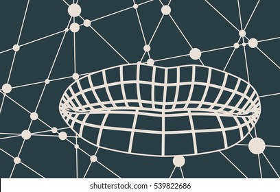 Wire frame polygonal female lips. Molecule And Communication Background. Modern vector brochure or report design template. Connected lines with dots.