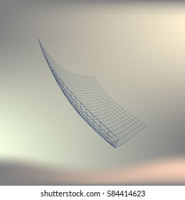 Wire frame polygonal landscape. Bent wire frame polygon. Vector illustration.