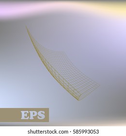 Wire frame polygonal landscape. Bent wire frame polygon. Vector illustration.