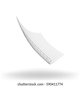 Wire frame polygonal landscape. Bent wire frame polygon. Vector illustration.