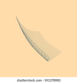 Wire frame polygonal landscape. Bent wire frame polygon. Vector illustration.