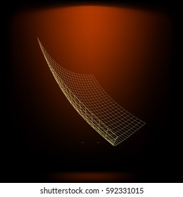 Wire frame polygonal landscape. Bent wire frame polygon. Vector illustration.