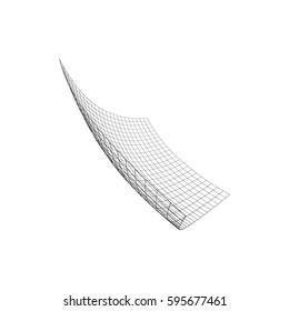Wire frame polygonal landscape. Bent wire frame polygon. Vector illustration.