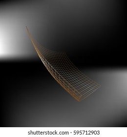 Wire frame polygonal landscape. Bent wire frame polygon. Vector illustration.