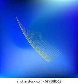 Wire frame polygonal landscape. Bent wire frame polygon. Vector illustration.