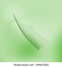 Wire frame polygonal landscape. Bent wire frame polygon. Vector illustration.
