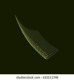 Wire frame polygonal landscape. Bent wire frame polygon. Vector illustration.