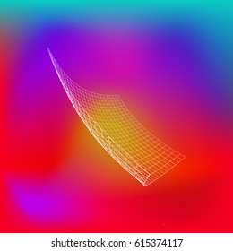 Wire frame polygonal landscape. Bent wire frame polygon. Vector illustration.