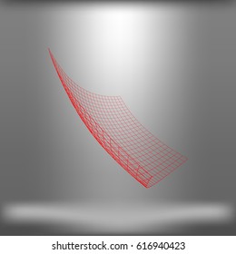 Wire frame polygonal landscape. Bent wire frame polygon. Vector illustration.