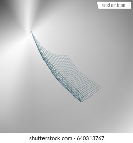Wire frame polygonal landscape. Bent wire frame polygon. Vector illustration.