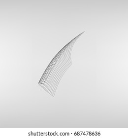 Wire frame polygonal landscape. Bent wire frame polygon. Vector illustration.