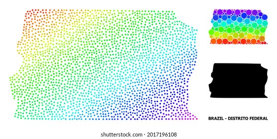 Wire frame polygonal and solid map of Brazil - Distrito Federal. Vector structure is created from map of Brazil - Distrito Federal with red stars.