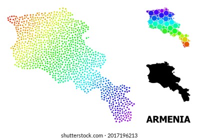 Wire frame polygonal and solid map of Armenia. Vector structure is created from map of Armenia with red stars. Abstract lines and stars form map of Armenia.