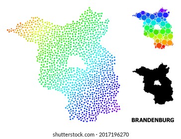 Wire frame polygonal and solid map of Brandenburg State. Vector structure is created from map of Brandenburg State with red stars. Abstract lines and stars form map of Brandenburg State.