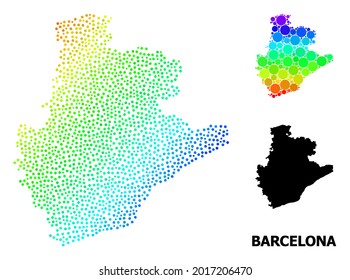 Wire frame polygonal and solid map of Barcelona Province. Vector model is created from map of Barcelona Province with red stars. Abstract lines and stars are combined into map of Barcelona Province.