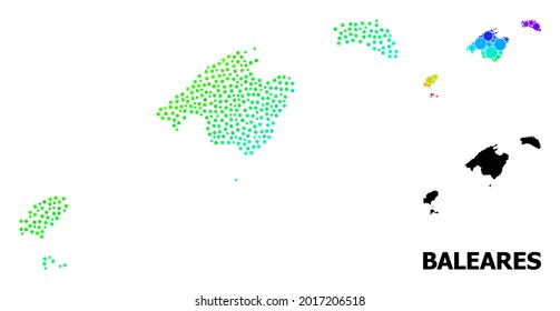 Wire frame polygonal and solid map of Baleares Province. Vector model is created from map of Baleares Province with red stars. Abstract lines and stars are combined into map of Baleares Province.