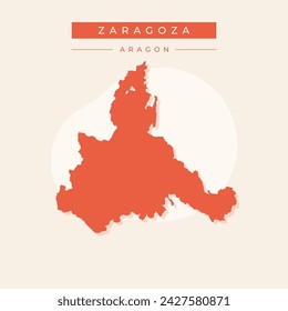 Wire frame polygonal and solid map of Zaragoza Province. Vector structure is created from map of Zaragoza Province with red stars. Abstract lines and stars form map of Zaragoza Province.