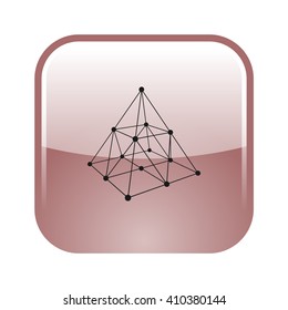 Wire frame shape. Pyramid with connected lines and dots. Vector Illustration