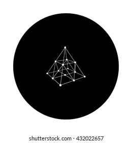 Wire frame shape. Pyramid with connected lines and dots. Vector Illustration