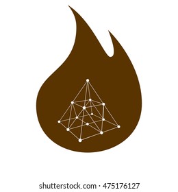 Wire frame shape. Pyramid with connected lines and dots. Vector Illustration