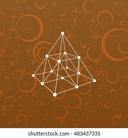 Wire frame shape. Pyramid with connected lines and dots. Vector Illustration