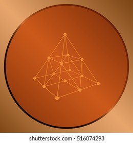 Wire frame shape. Pyramid with connected lines and dots. Vector Illustration