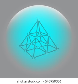 Wire frame shape. Pyramid with connected lines and dots. Vector Illustration